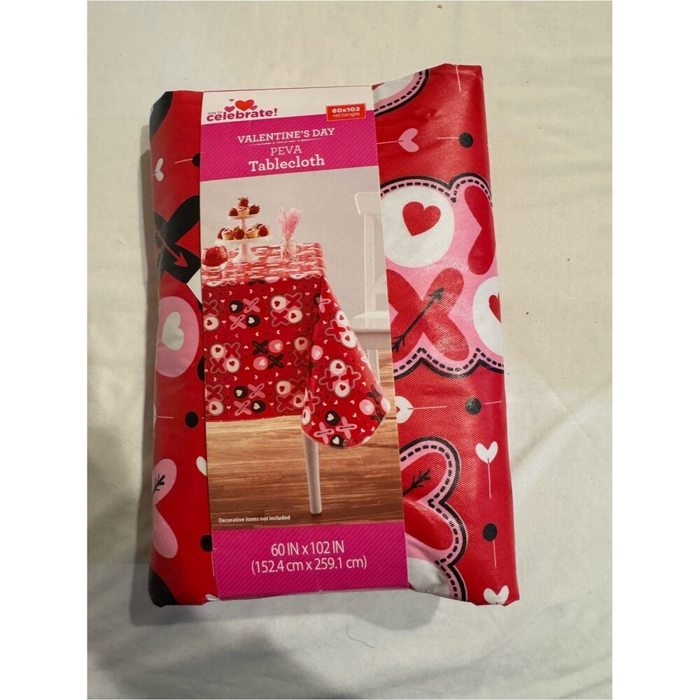 Valentine's Day Red & Pink PEVA Tablecloth